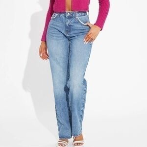 Fashion Nova Drippin’ Straight Leg Rhinestone Embellished Jeans 13 NWT